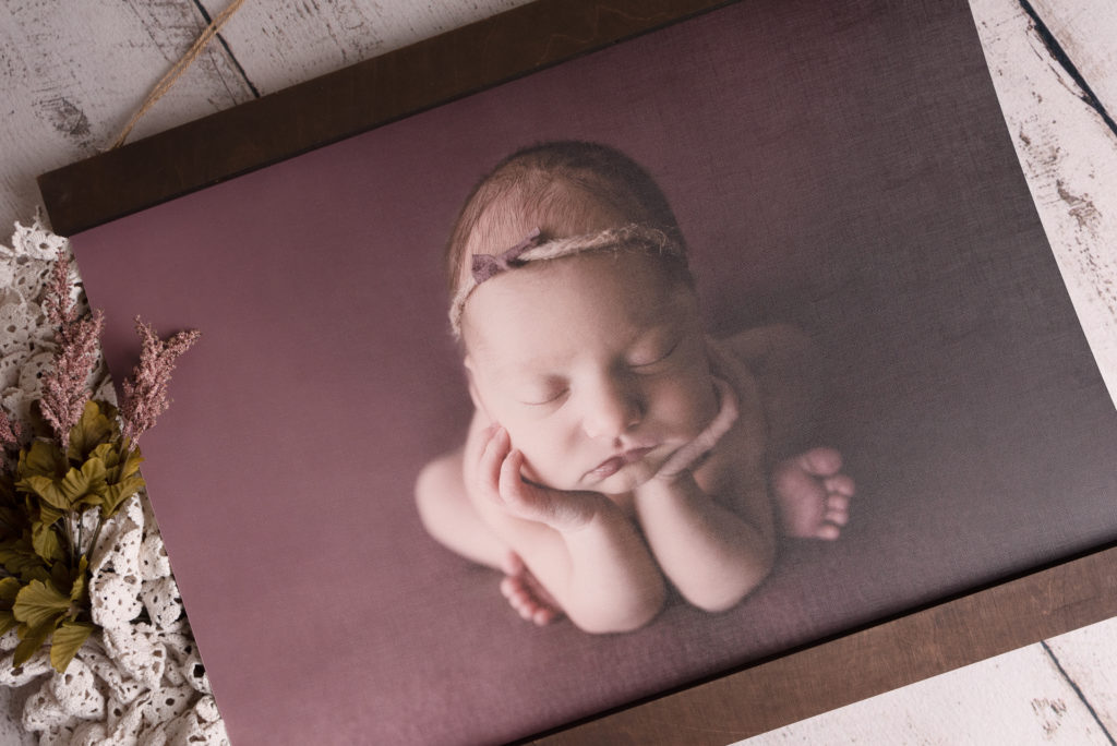 Gulf Breeze, FL newborn photographer, framed canvas wall hanging of newborn baby girl
