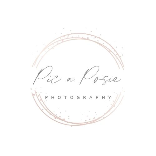 Newborn Photographer Business Logo that reads Pic a Posie Photography